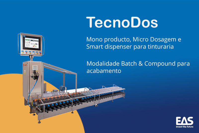 Imagem da máquina para a automatização do processo de dosagem para tinturarias e empresas de acabamento têxtil pela EAS Escarré.